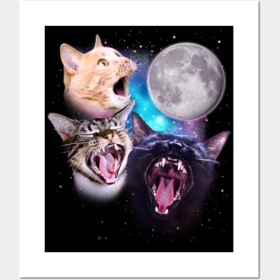 Three Cats Howl at the Moon Posters and Art